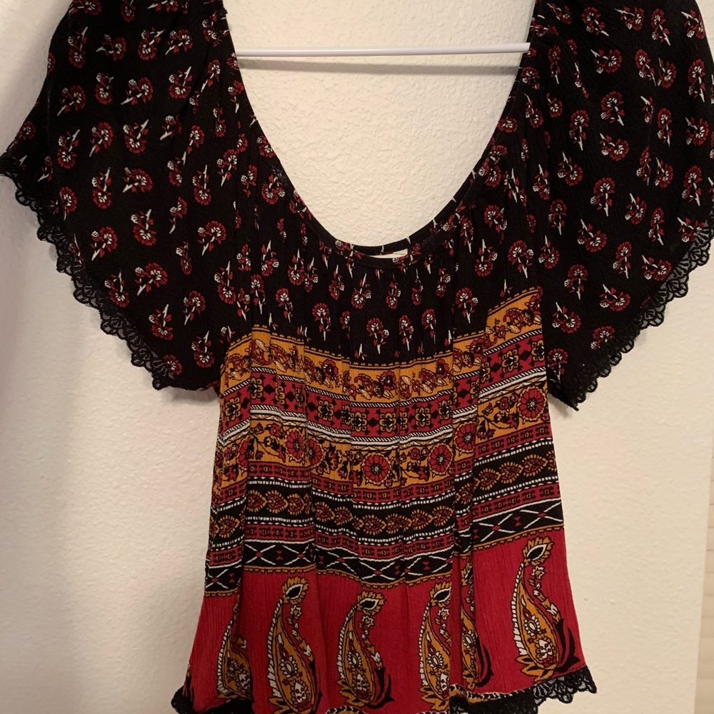 Patterned off the shoulders top